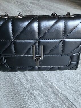 Quilted Black Leather Shoulder Bag with Gunmetal Hardware